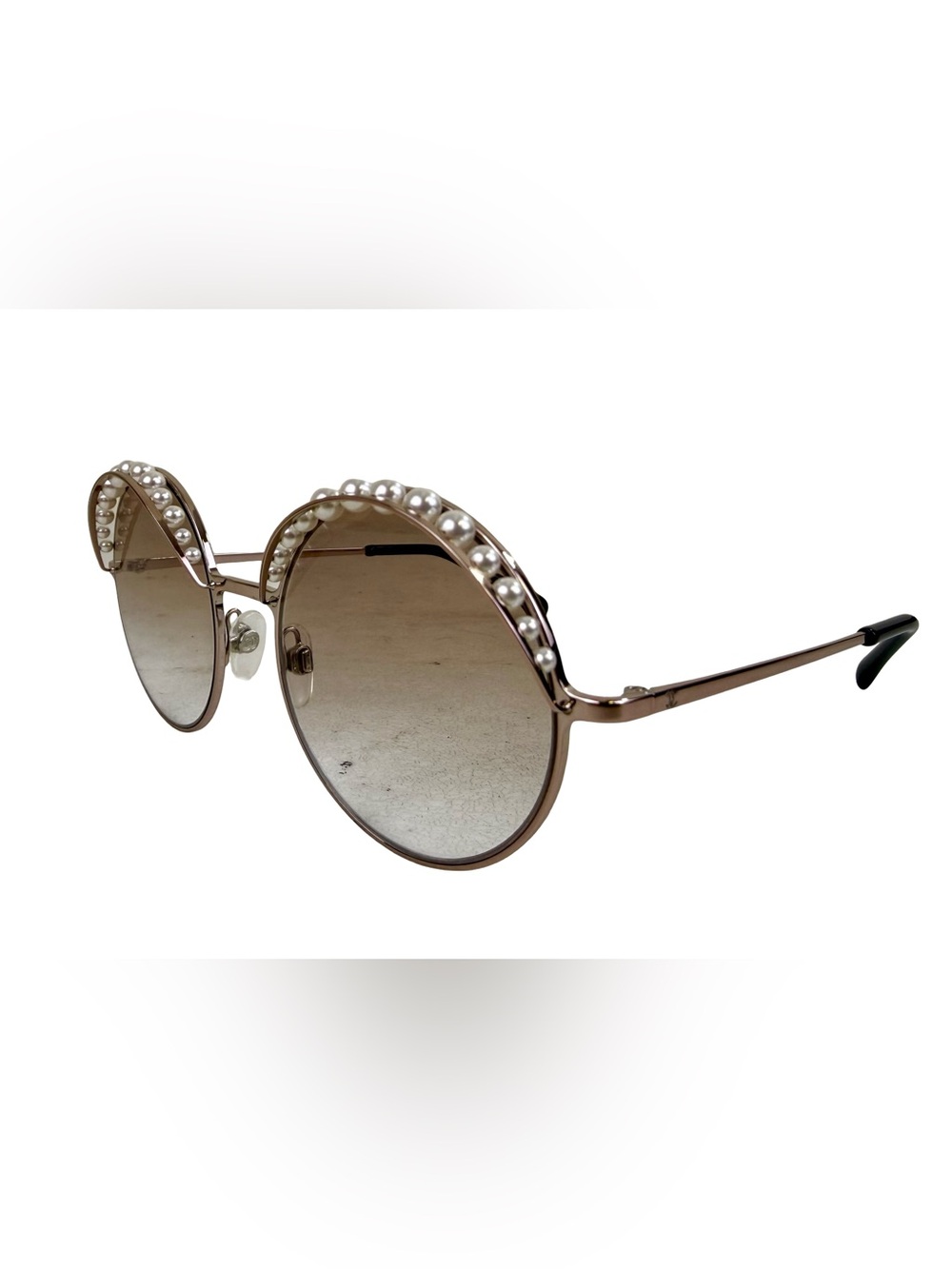 CHANEL PEARL EMBELLISHED ROUND SUNGLASSES